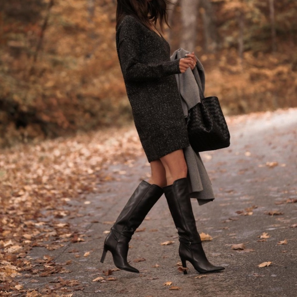 Reiss Caitlin Leather Knee High Boots 7 - Picture 3 of 16
